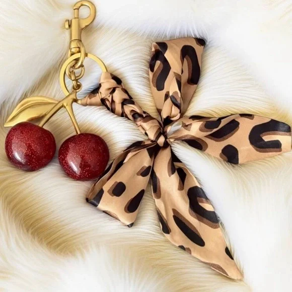 Cherry Bag Charm and Leopard Bow - Picture 3 of 6